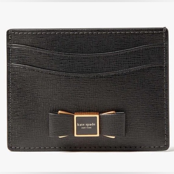 kate spade Accessories - Kate Spade Black Bow Morgan Embellished Leather Card Holder